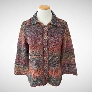 Christopher & Banks Multicolor Buttondown Cardigan Bell Sleeves